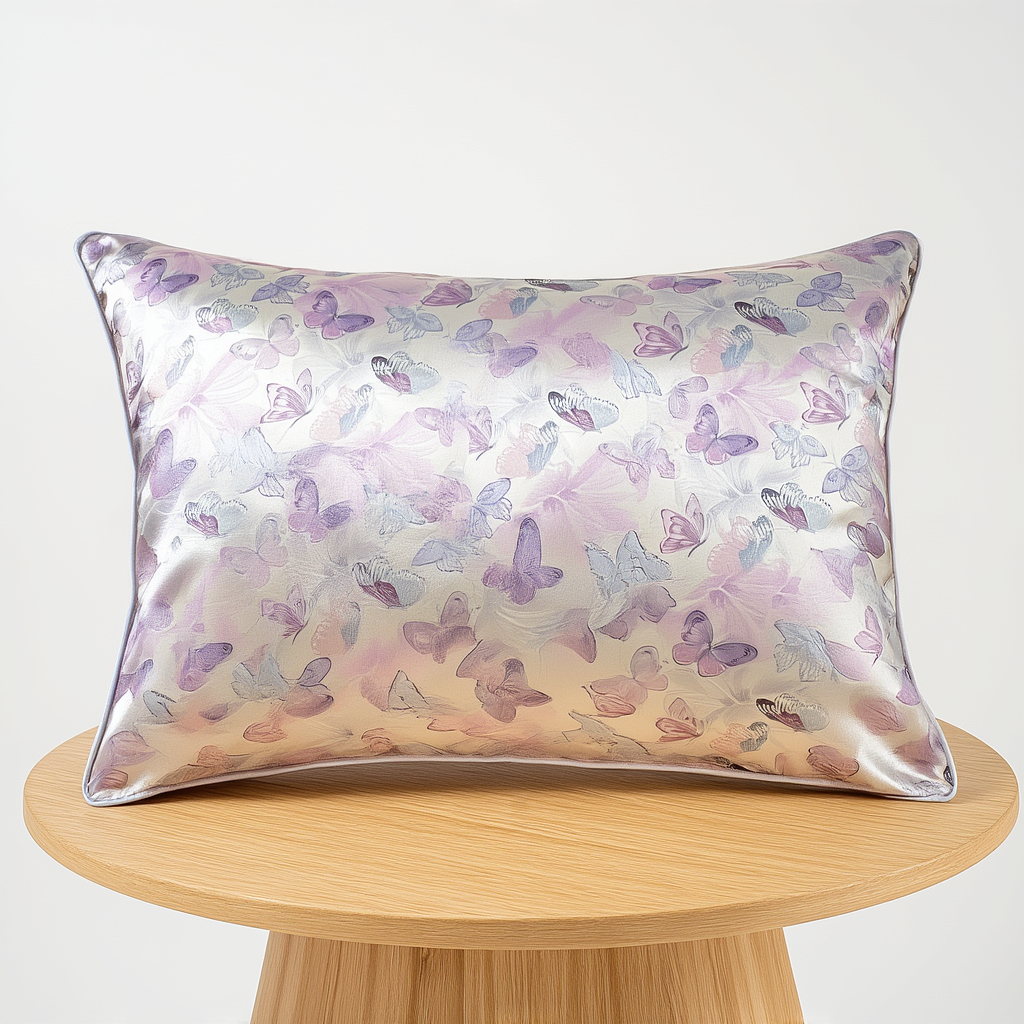Silk Pillowcase - Purple butterfly