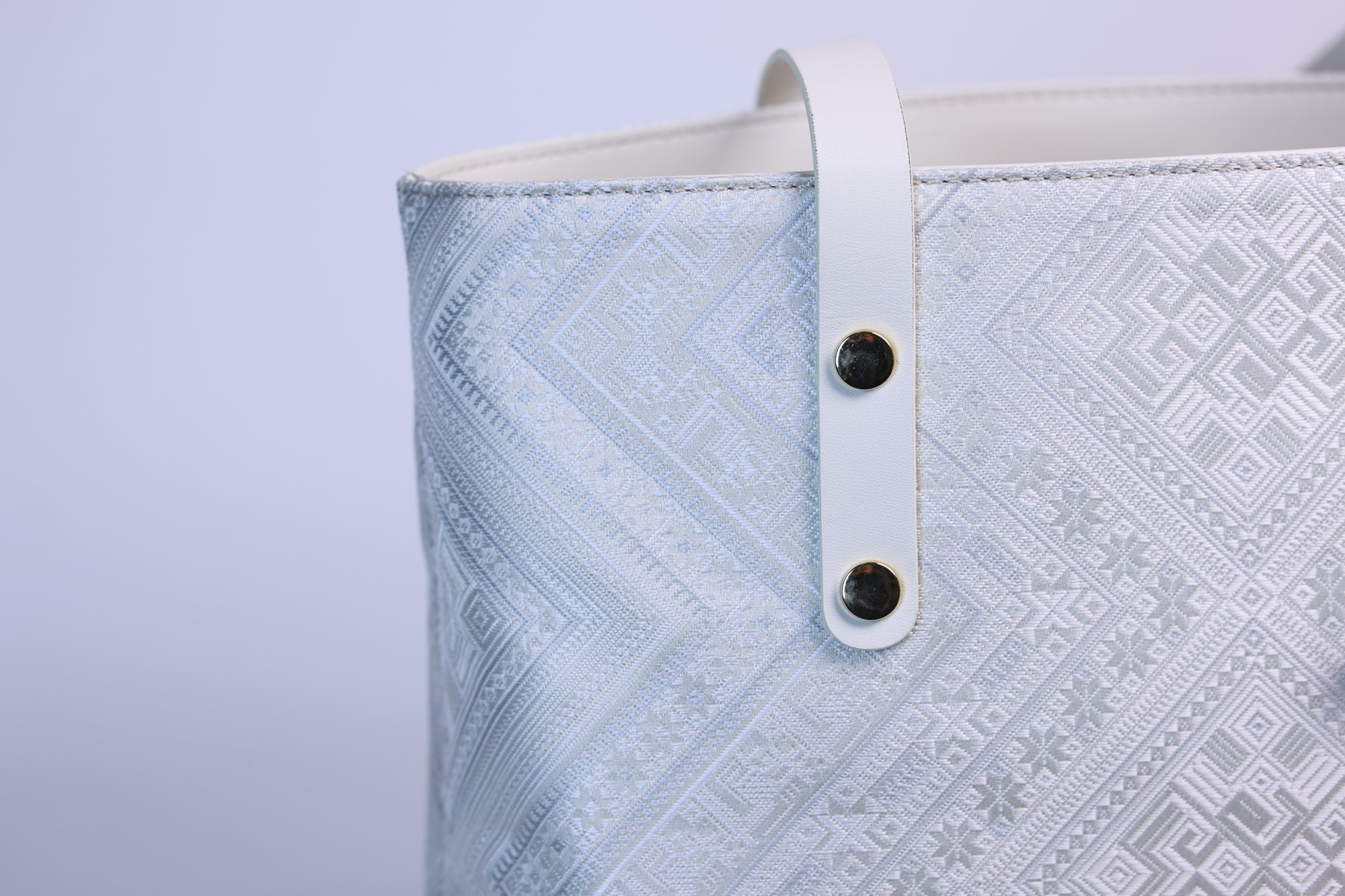 Elegant Ivory Zhuang Brocade Tote Bag